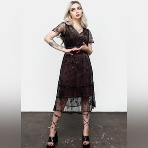 Sequined Tiered Velvet Slip Dress, size 2